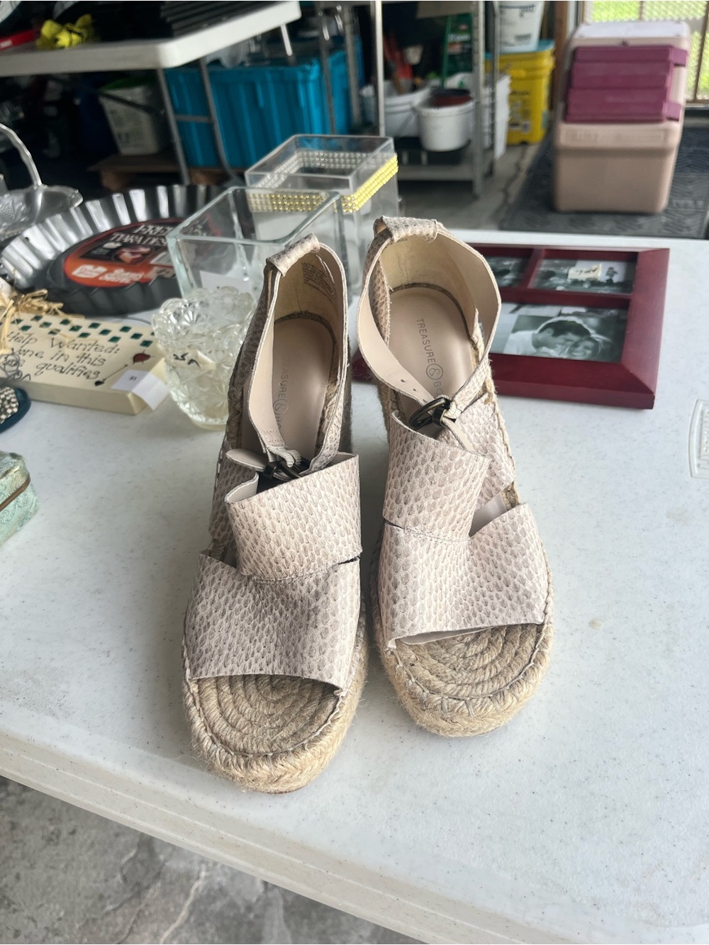 Treasure & Bond Neutral Beige Espadrille Wedge Sandals